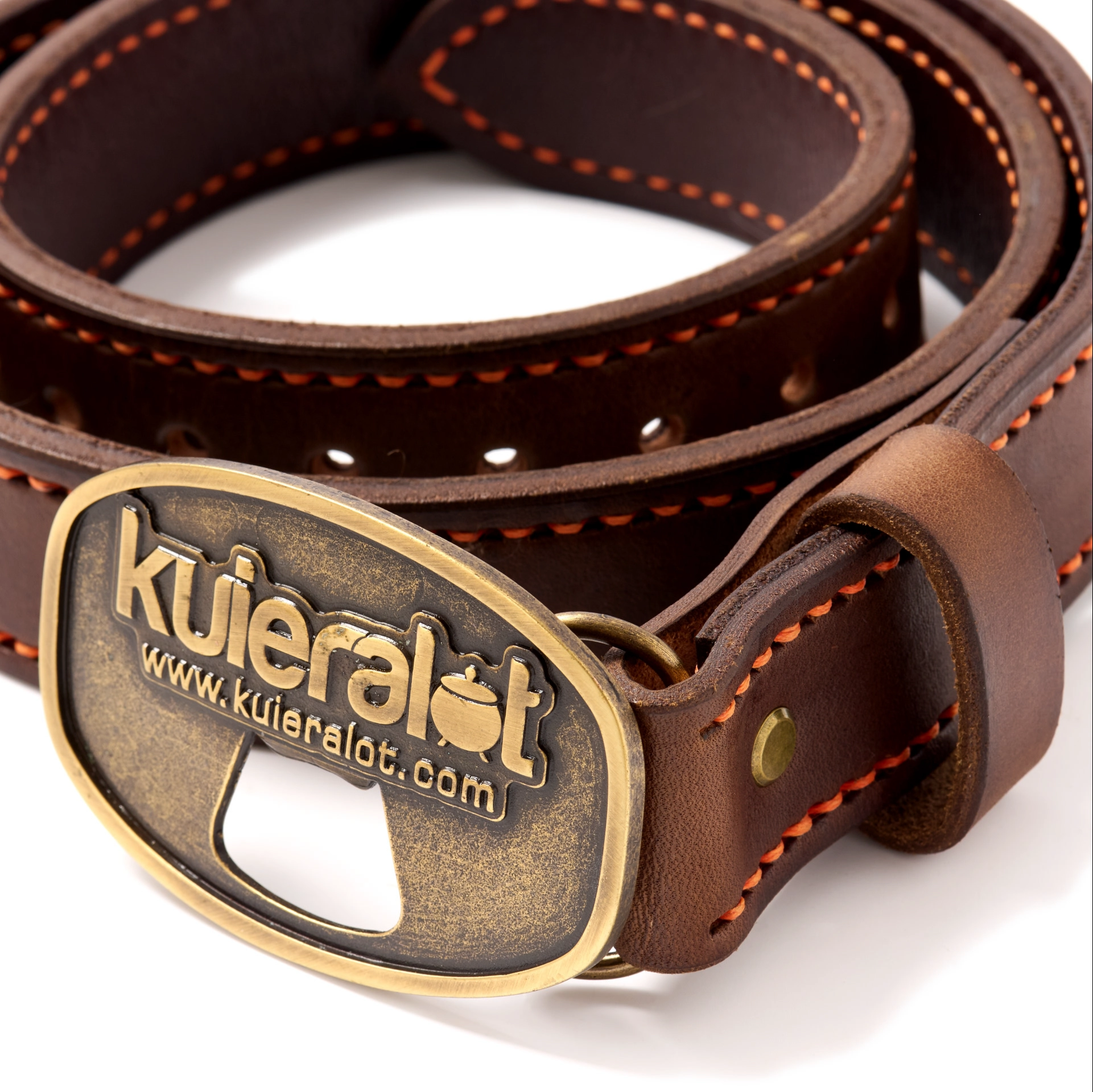 kuieralot® Double-Stitched Leather Belt with Bottle Opener - Image 2