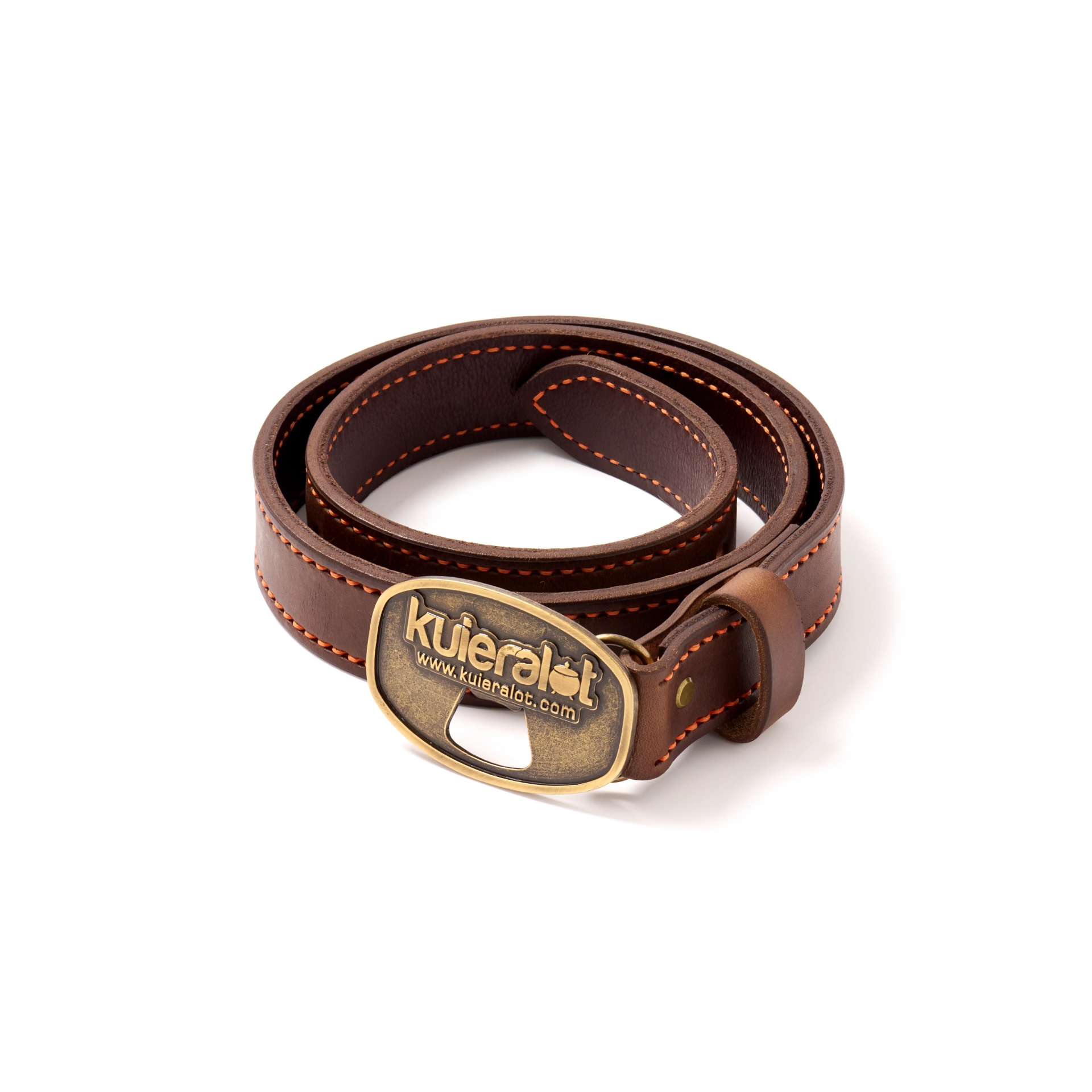 kuieralot® Double-Stitched Leather Belt with Bottle Opener